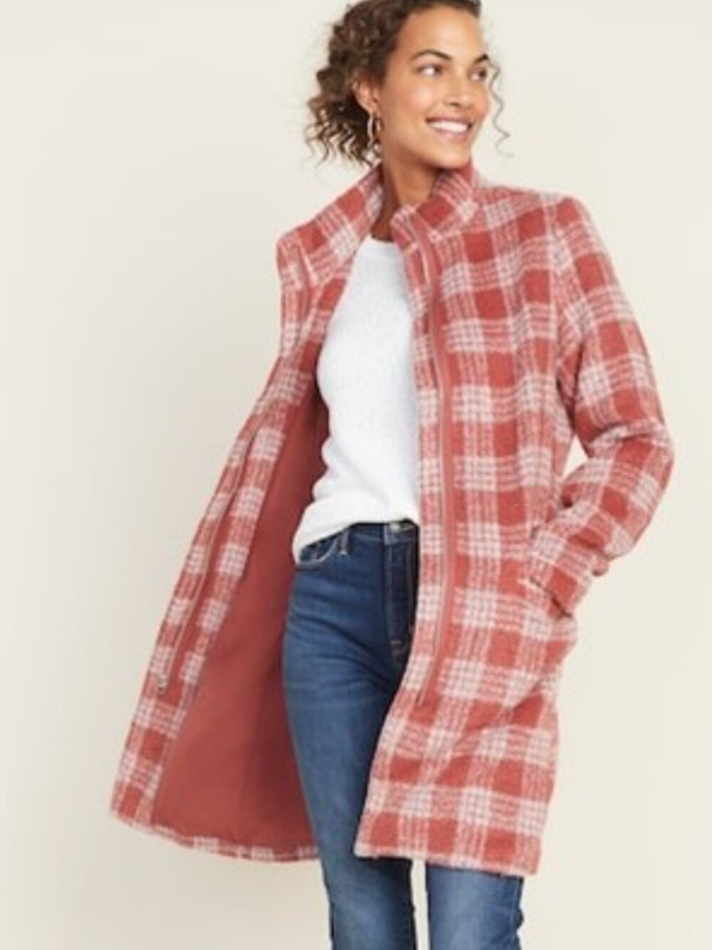 Funnel-neck coat